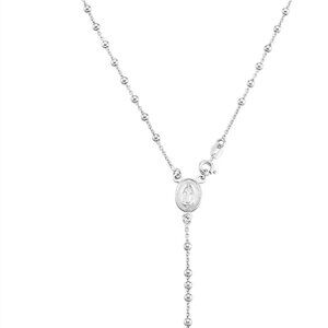 Sterling Silver or Gold Plated Rosary Necklace 20 Inch Religious Jewelry